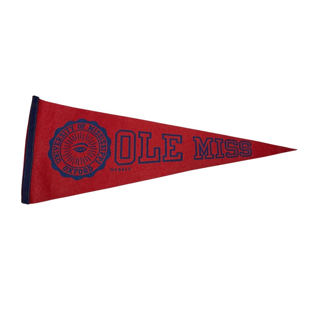 Vintage University of Mississippi Ole Miss Rebels Felt Pennant 29" 1950s